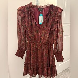 Sugarlips Deep Red Patterned Dress